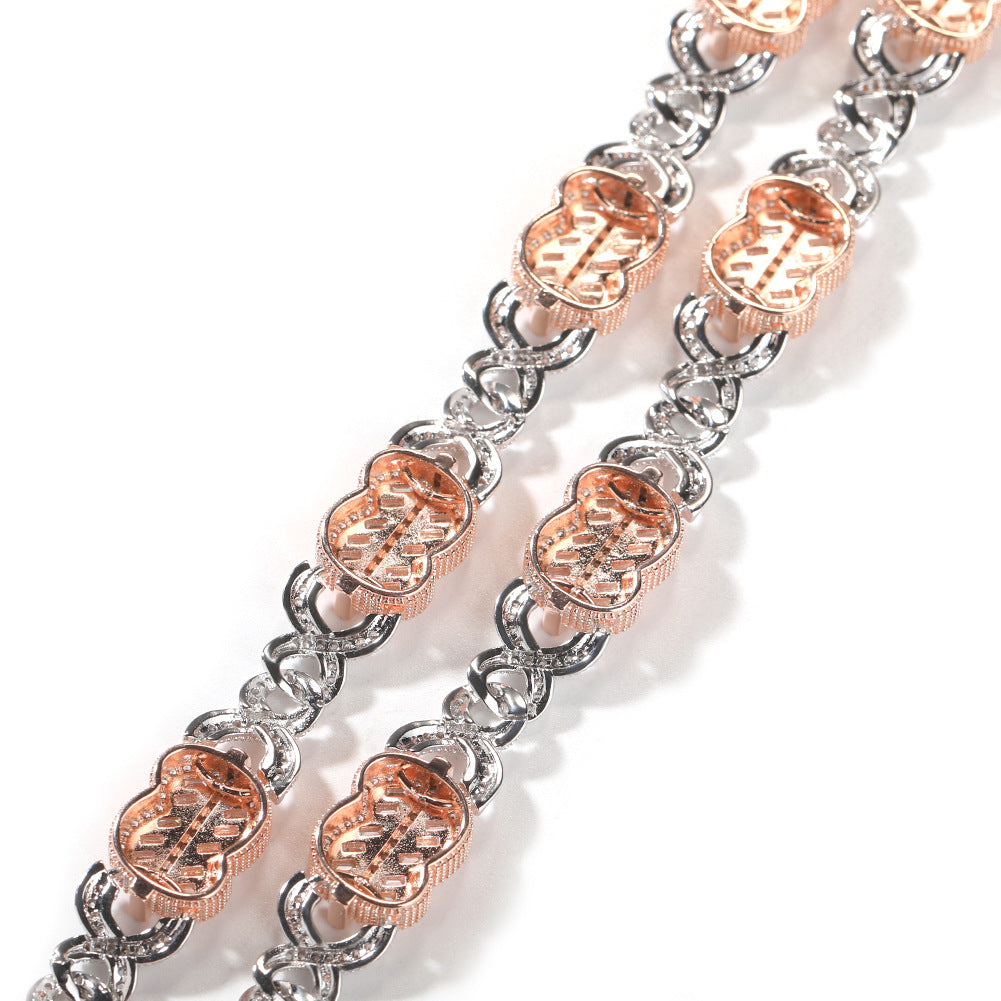Iced Line Design Chain Necklace & Bracelet Set for Women and Men – Silver & Two-Tone Cubic Zirconia Statement Jewelry