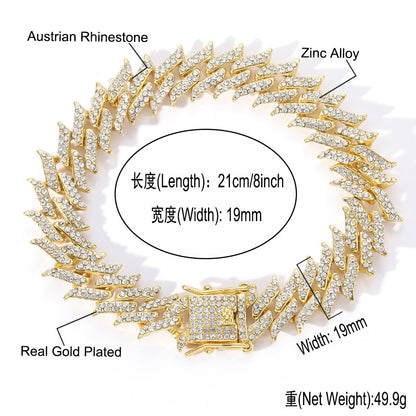 Hip Hop Cuban Link Thorn Spike Alloy Necklace for Men