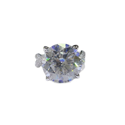10 Carat Moissanite Halo Ring for Women, Geometric U-Shaped Statement Engagement Ring