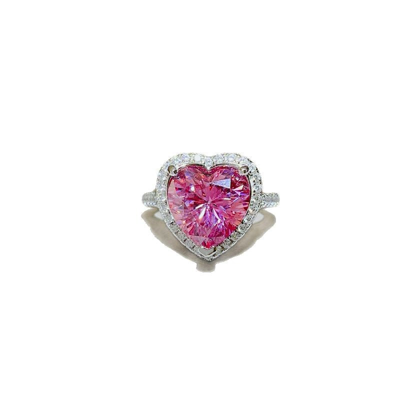 Pink Heart Moissanite Halo Ring for Women – 1 Carat, 2 Carat, 5 Carat Engagement Ring product image