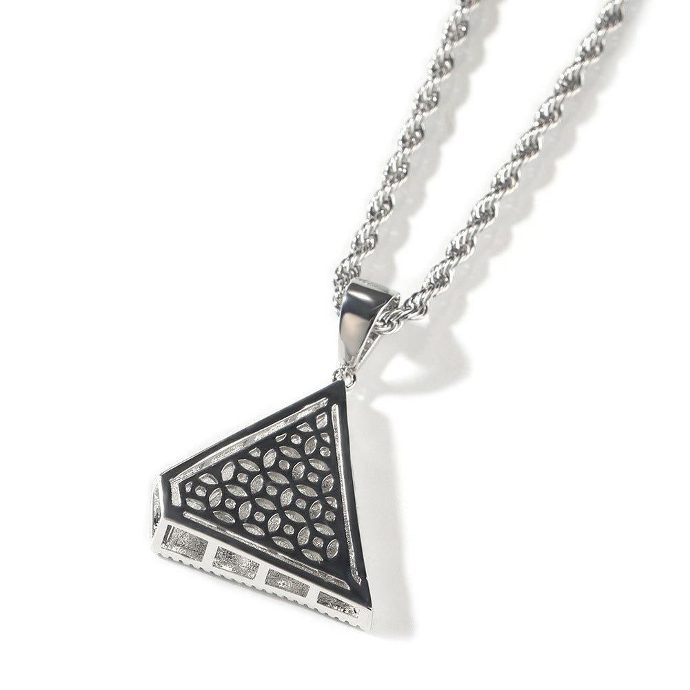 Triangle Pendant Necklace for Women with Diamond-Look Crystal Detail, Twisted Chain Statement Jewelry in Gold or Silver