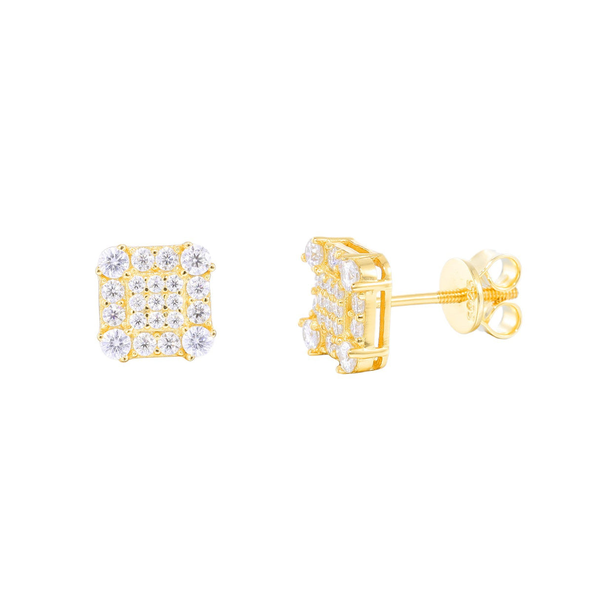 925 Silver Geometric Moissanite Stud Earrings for Women & Men – Iced Out Hip Hop Square Earrings product image