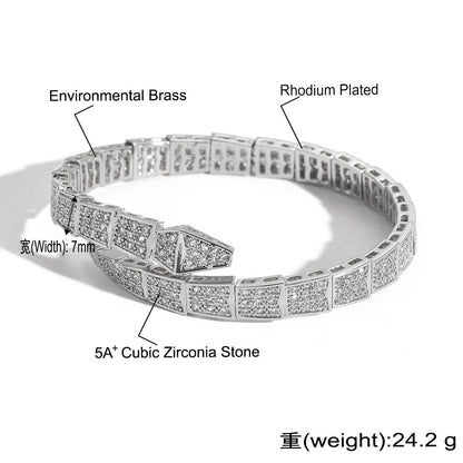 Light Luxury Snake Cubic Zirconia Bracelet for Men and Women
