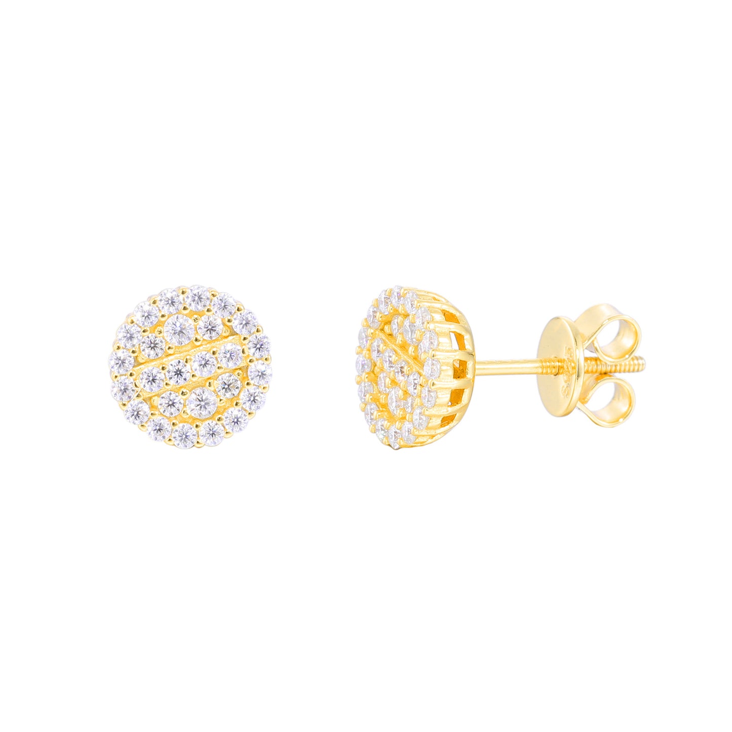 925 Sterling Silver Moissanite Round Stud Earrings Unisex Hip Hop Style product image