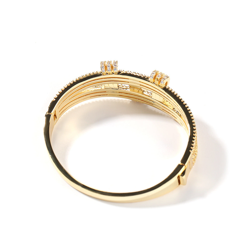 Statement Cubic Zirconia Line Bangle Bracelet for Women in Gold or Silver Tone