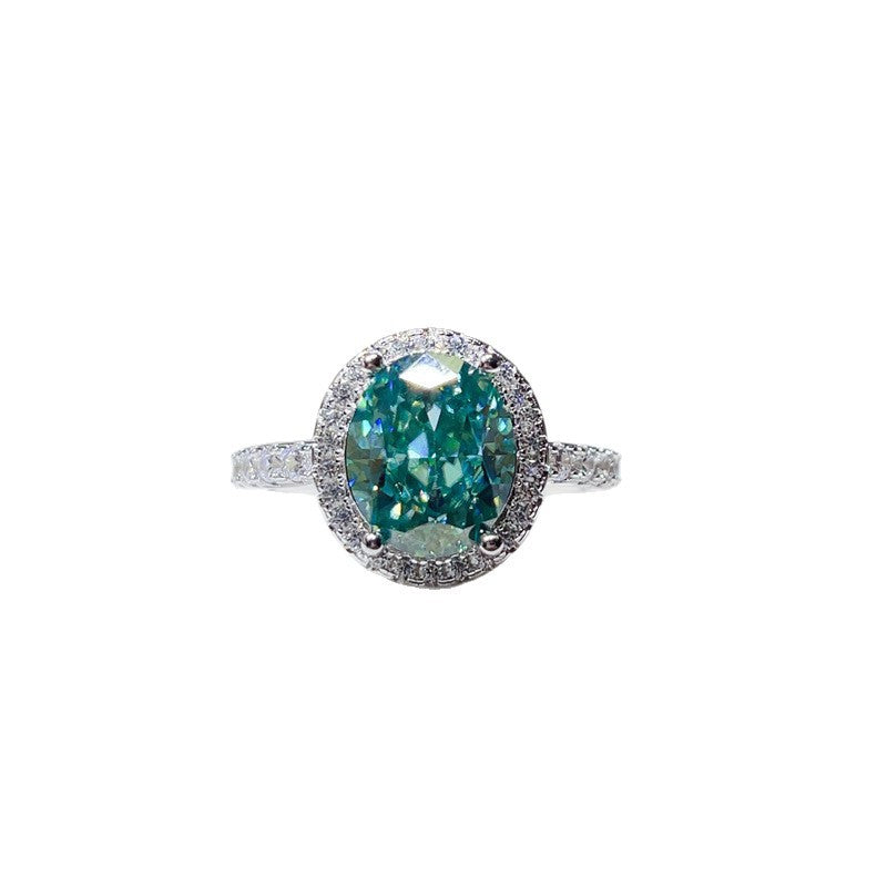 5 Carat Oval Mint Green Moissanite Halo Ring for Women product image