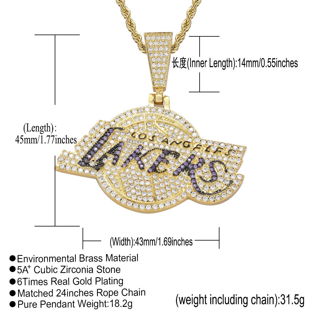 Hip Hop Fashion Cubic Zirconia Pendant Necklace for Men and Women