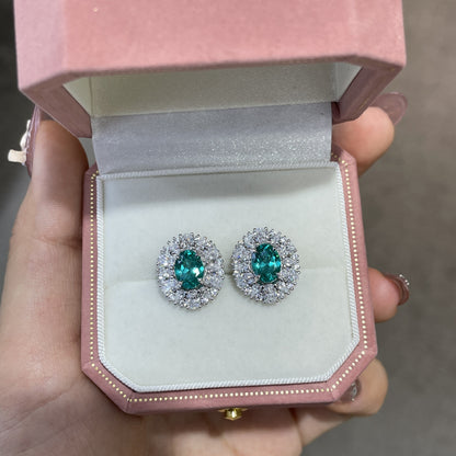 Paraiba-Style Teal Oval Halo Ring for Women, Promise Ring, Engagement Ring