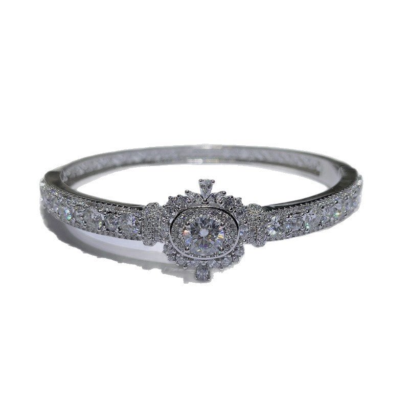 VVS1 Moissanite Tennis Bracelet for Women, Full Pavé Halo Bangle product image