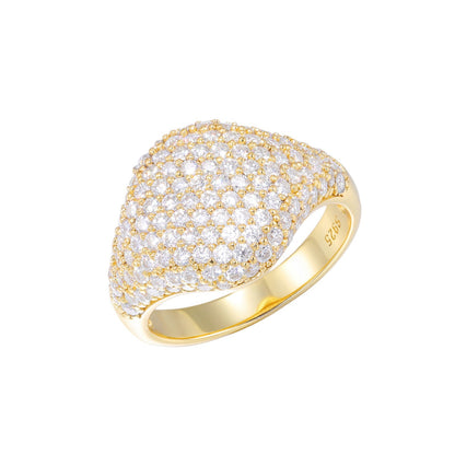 925 Silver Moissanite Pave Dome Ring Unisex Iced Out Statement Band