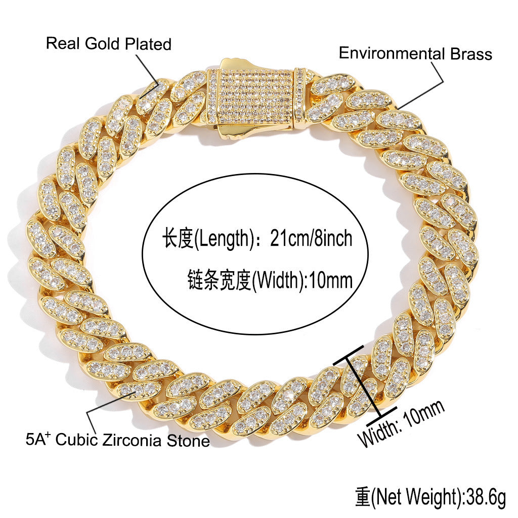 Hip Hop Minimalist Cuban Link Cubic Zirconia Bracelet for Men