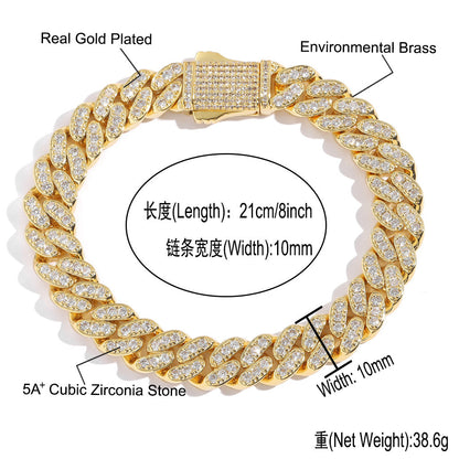 Hip Hop Minimalist Cuban Link Cubic Zirconia Bracelet for Men