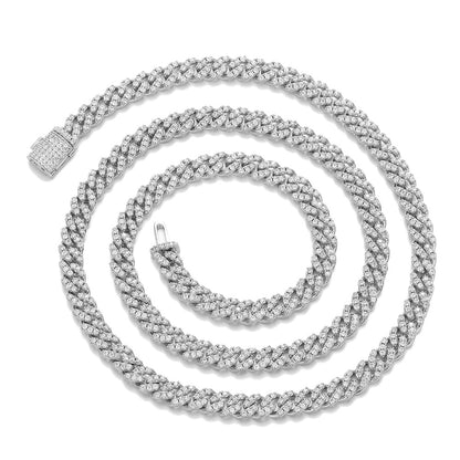 6mm Iced Out Cuban Link Chain Necklace & Bracelet, Unisex Hip Hop Jewelry