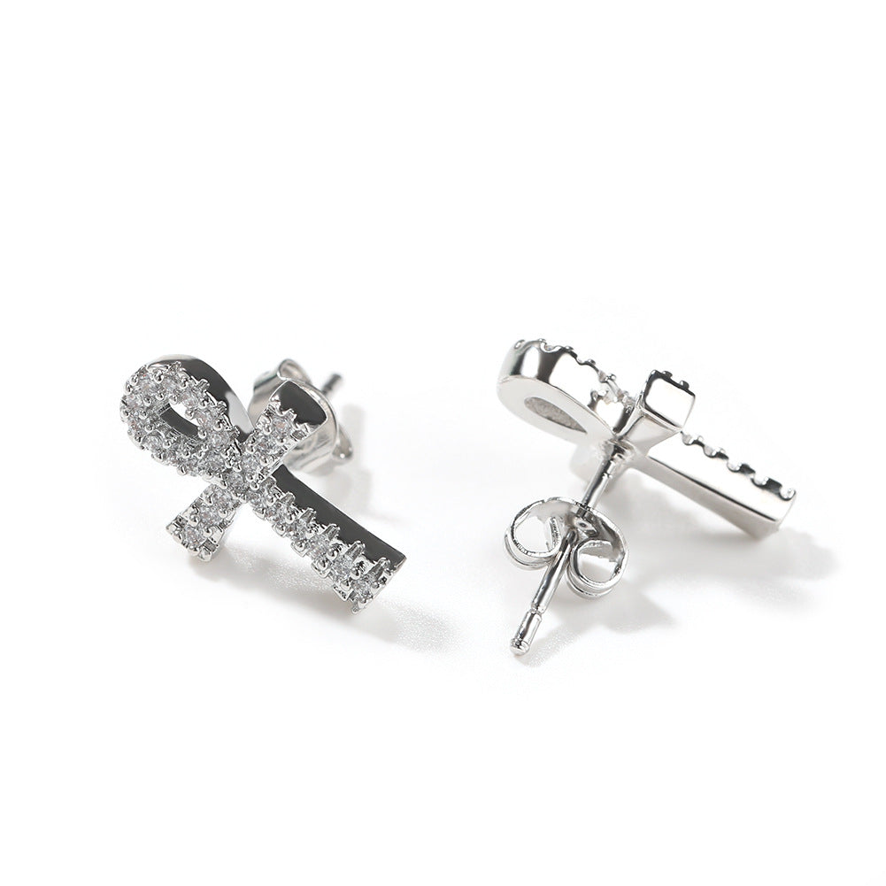 Unisex Cubic Zirconia Ribbon Stud Earrings in Gold, Silver & Rose Gold product image