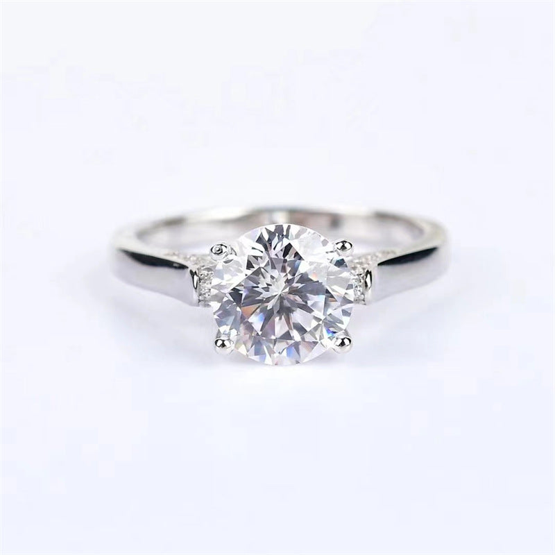 Round Moissanite Ring for Women, Six-Prong Solitaire Engagement Ring Style, Oversized Statement Promise Ring product image