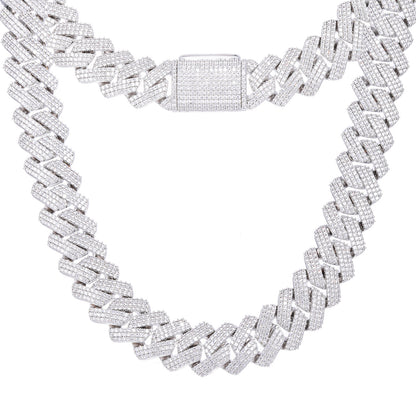 Iced Out 25mm Cuban Link Chain Necklace or Bracelet with 5A Cubic Zirconia for Men and Women