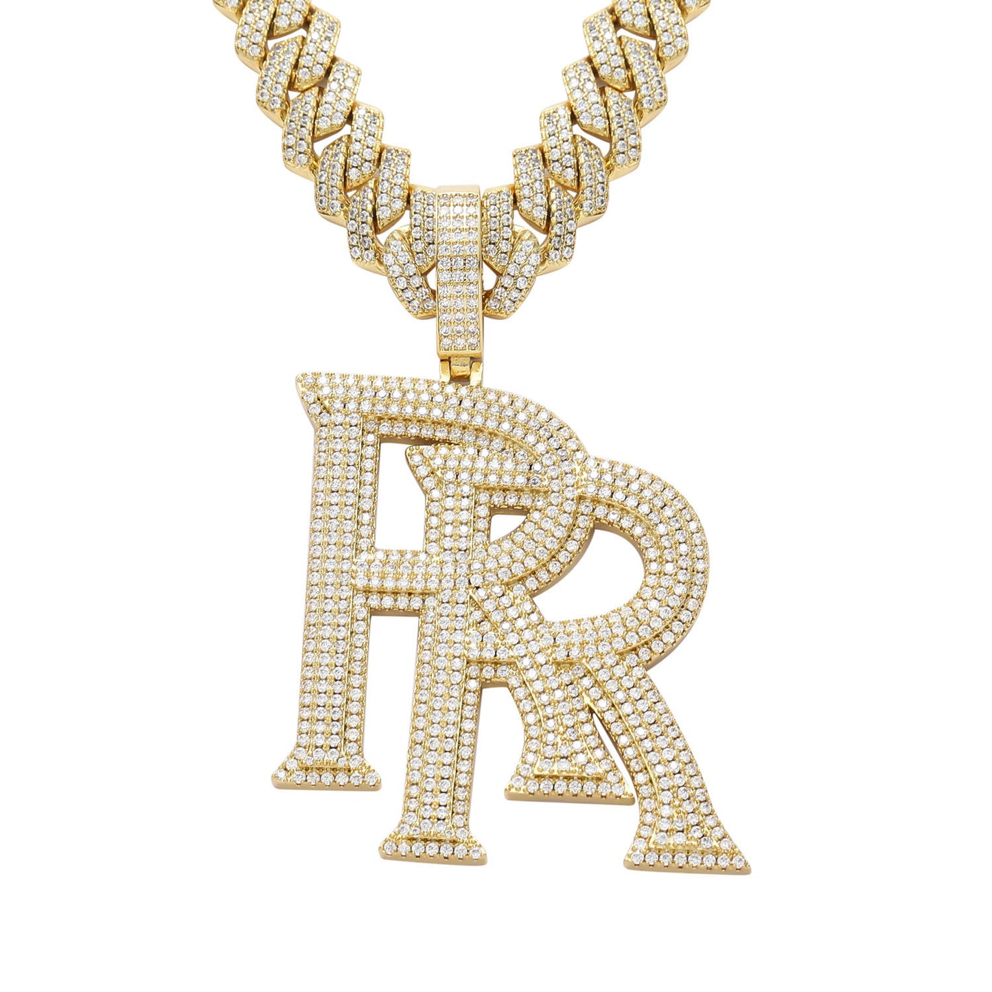 Hip Hop Letter Copper Pendant Necklace for Men and Women