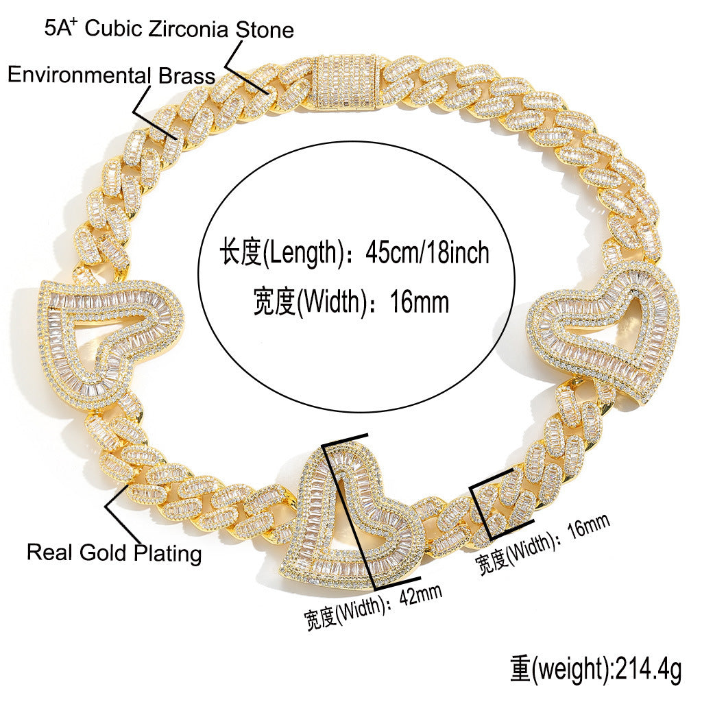 Hip Hop Cuban Link Cubic Zirconia Necklace for Men