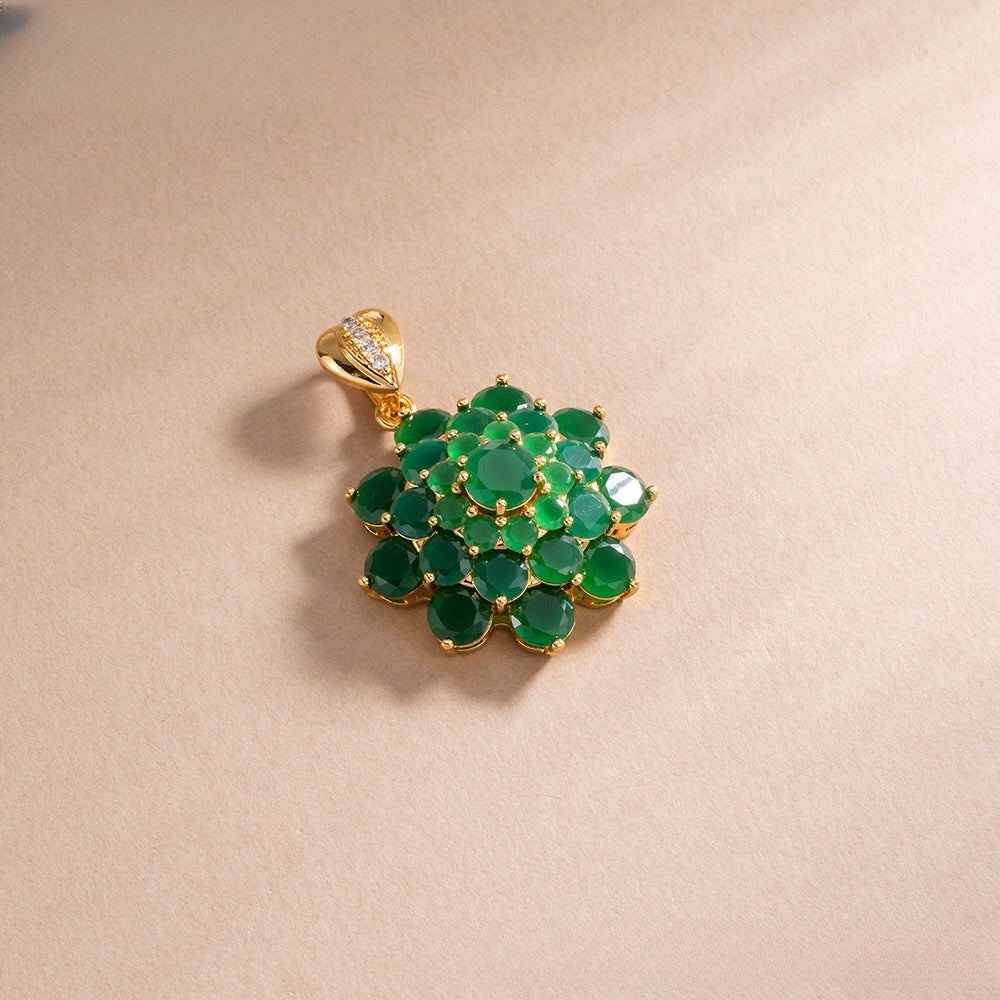 Exotic Ice Flower Cubic Zirconia Pendant Necklace for Women, Gold Plated Floral Statement Charm