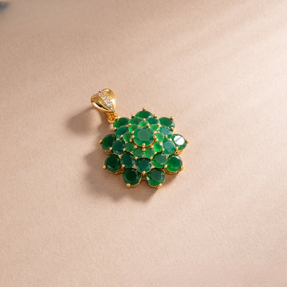 Exotic Ice Flower Cubic Zirconia Pendant Necklace for Women, Gold Plated Floral Statement Charm