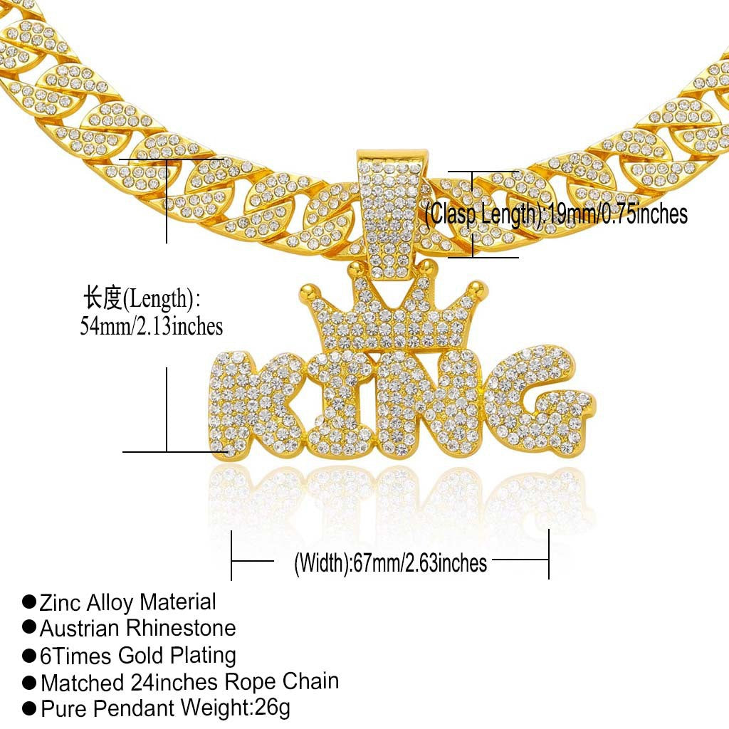 Hip Hop Heart Tennis Chain Alloy Bracelet for Men and Women