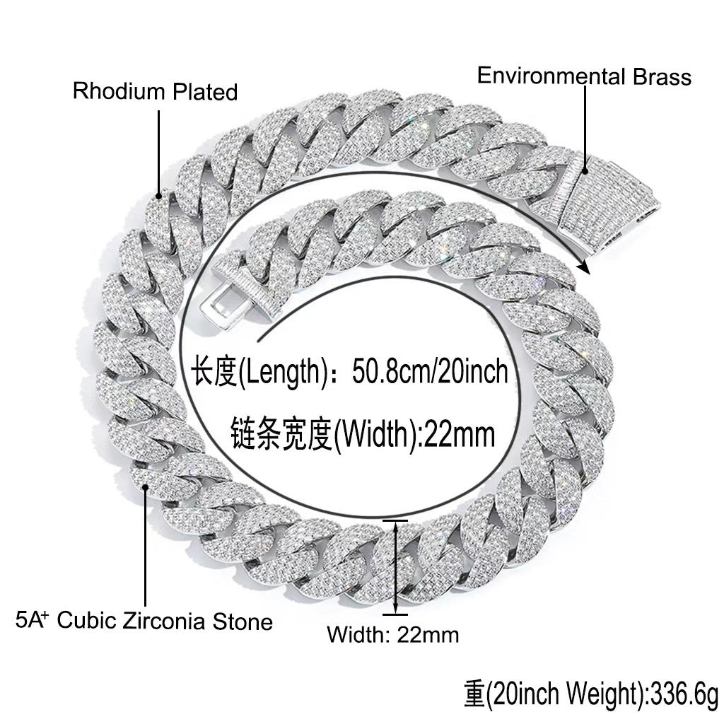 Hip Hop Light Luxury Cuban Link Cubic Zirconia Necklace for Men