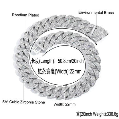 Hip Hop Light Luxury Cuban Link Cubic Zirconia Necklace for Men