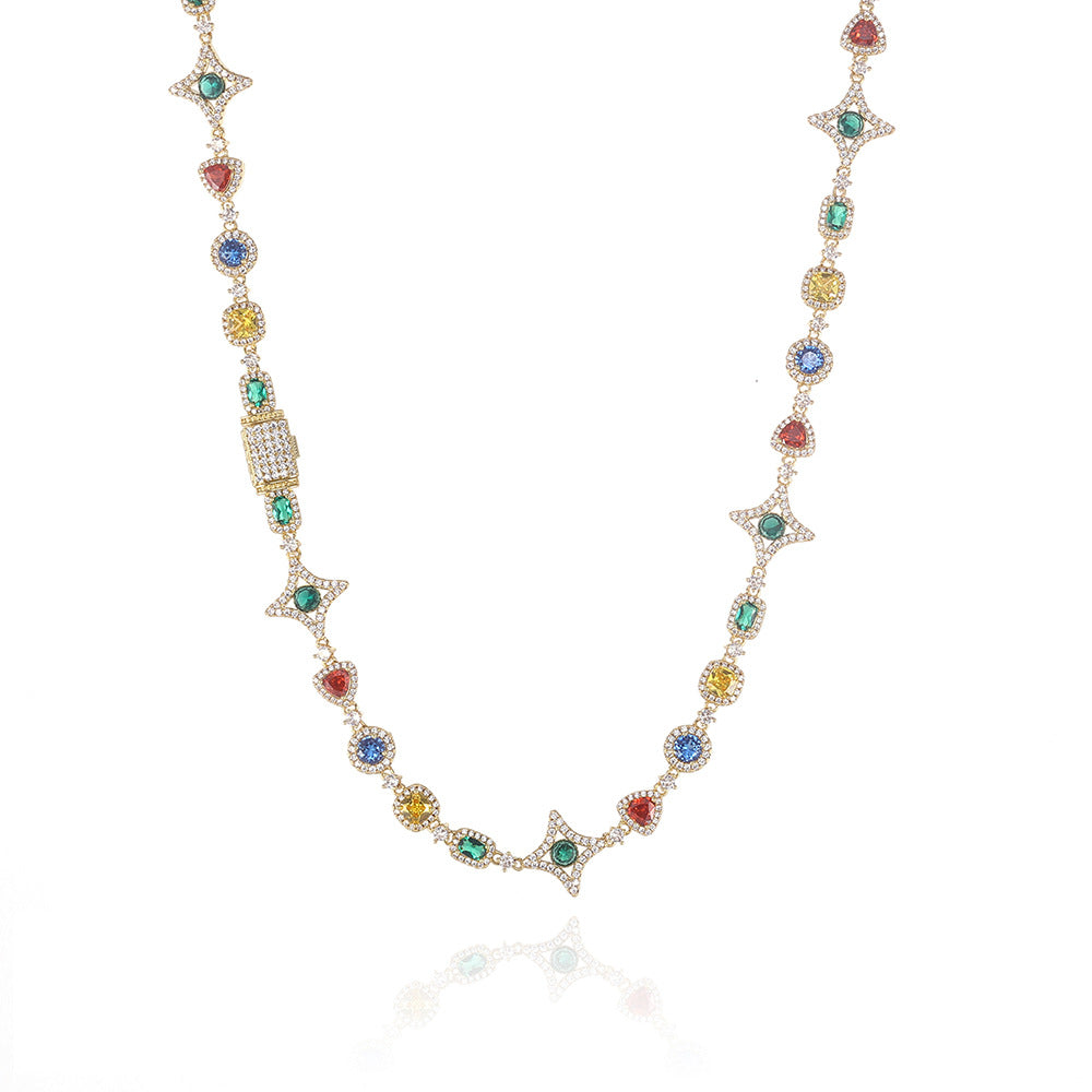 Multicolor Mixed-Shape CZ Link Copper Necklace or Bracelet - CHA285 product image