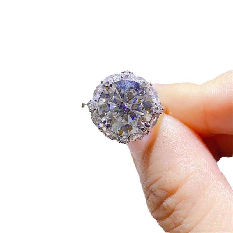 5 Carat Moissanite Floral Halo Ring for Women, Round Statement Engagement Ring product image