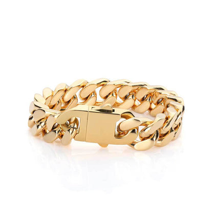 5-15 mm Faceted Polished Cuban Stainless steel Bracelet - CHA053
