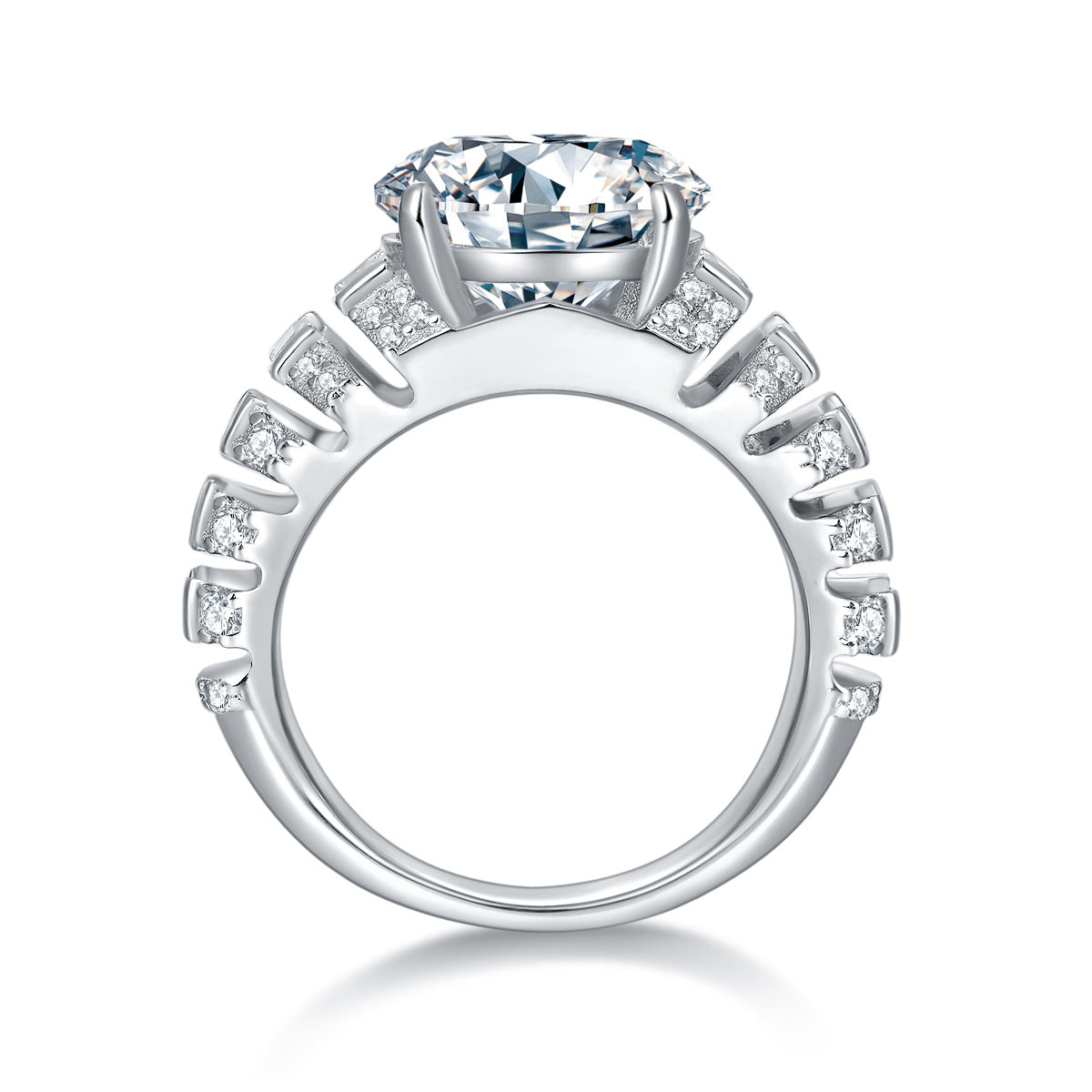 5 Carat Round Moissanite Ring with Baguette and Pavé Accents product image