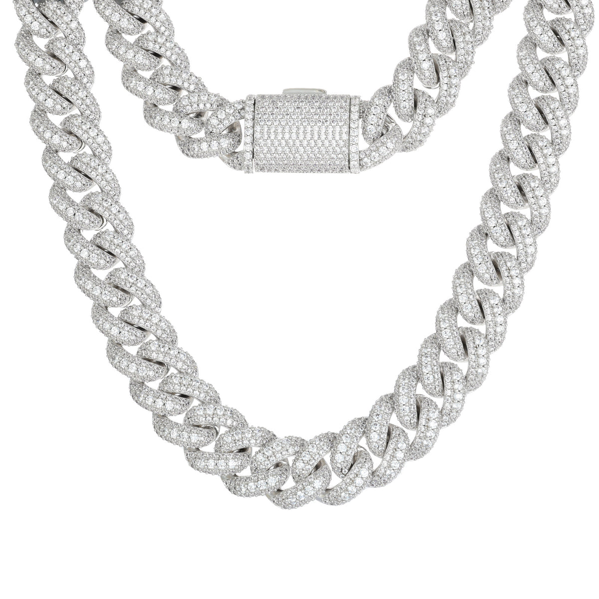 Iced Out Cuban Link Chain Necklace or Bracelet for Men and Women, Cubic Zirconia Hip Hop Jewelry product image