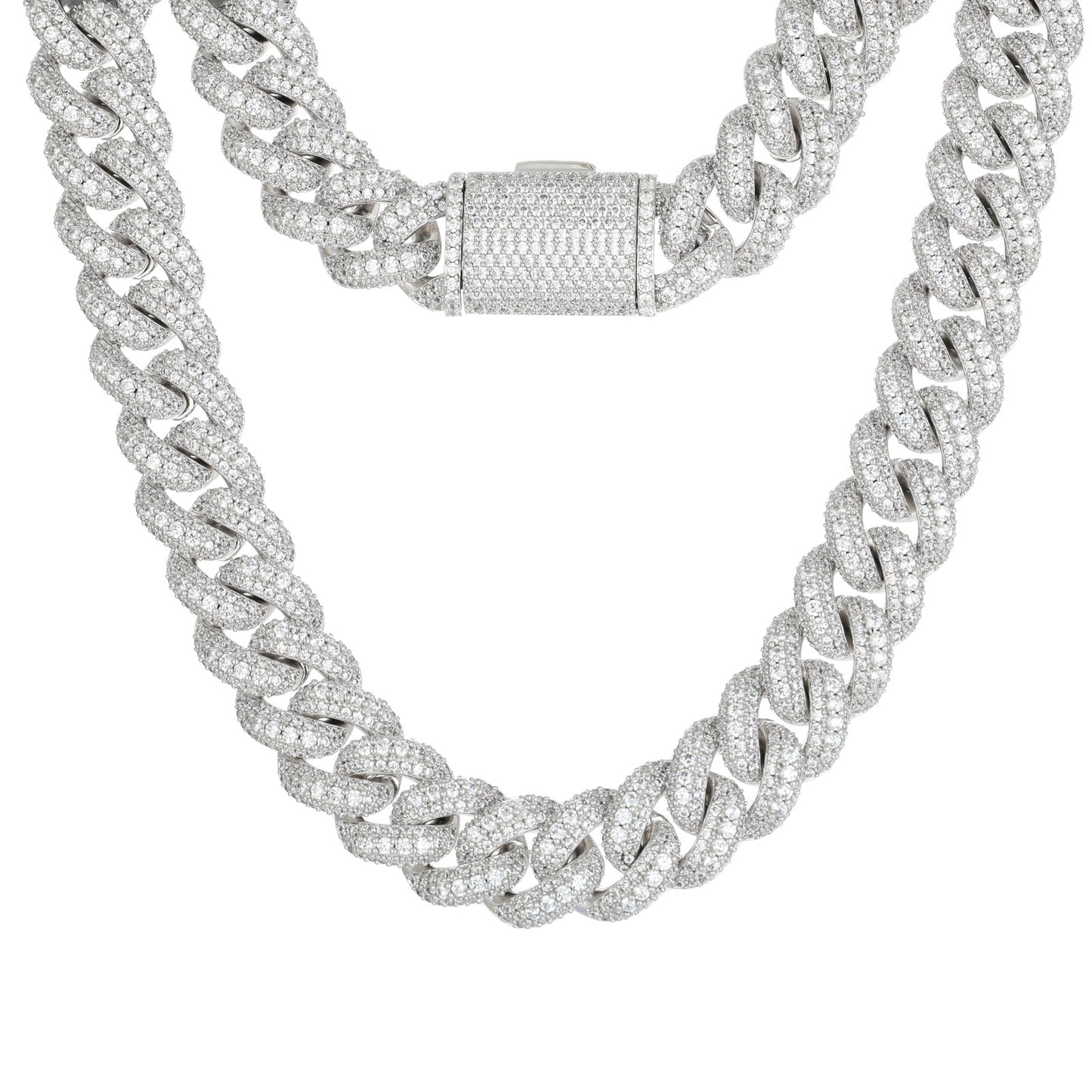 Iced Out Cuban Link Chain Necklace or Bracelet for Men and Women, Cubic Zirconia Hip Hop Jewelry product image