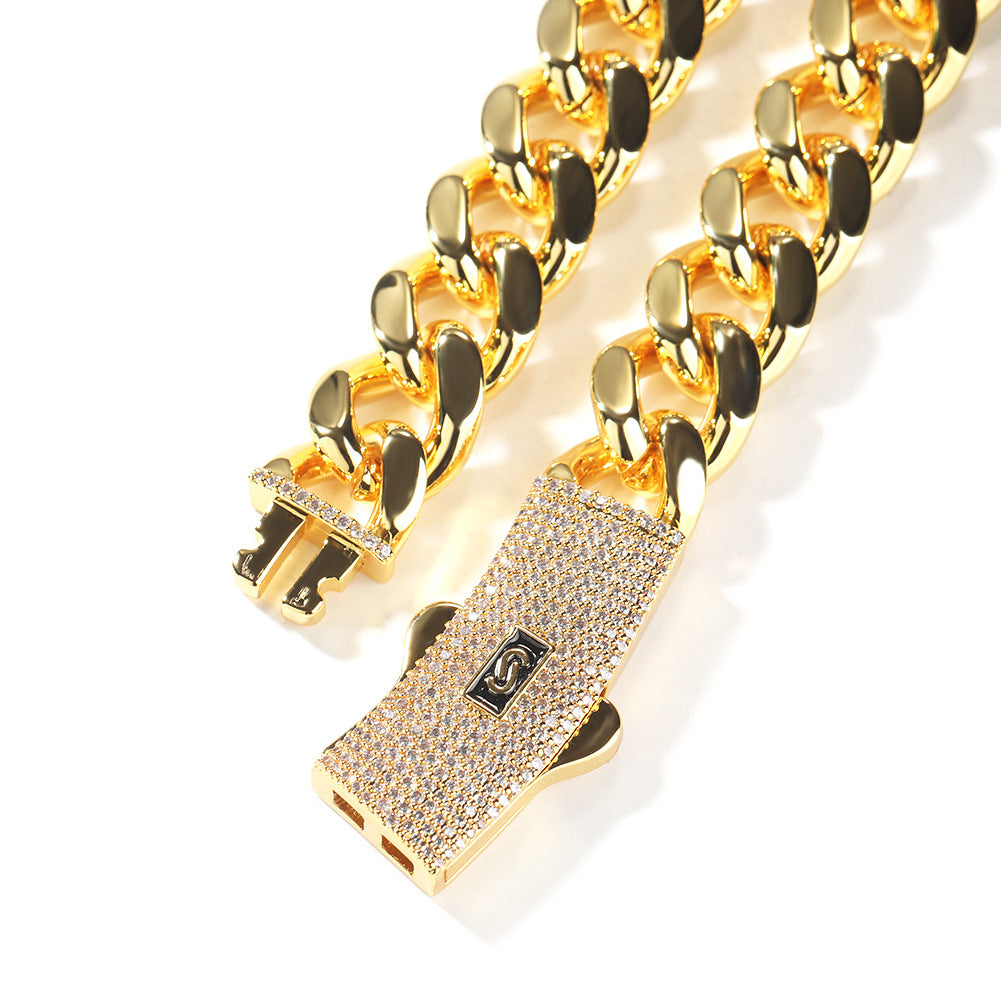 Unisex Stainless Steel Cuban Link Chain Necklace & Bracelet Set, Gold Plated or Silver Tone, 8MM 10MM 12MM 14MM