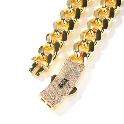 Unisex Stainless Steel Cuban Link Chain Necklace & Bracelet Set, Gold Plated or Silver Tone, 8MM 10MM 12MM 14MM