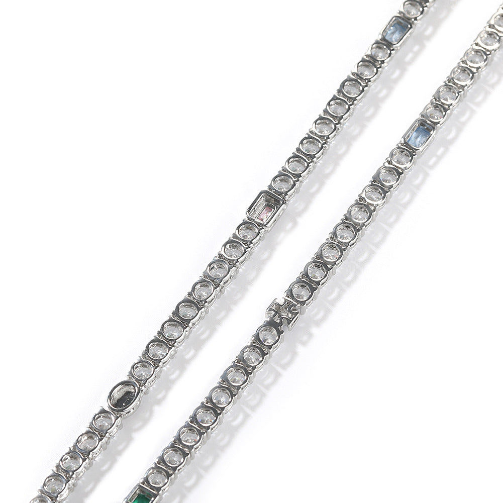 Unisex Iced Out Cubic Zirconia Tennis Chain Necklace Pendant in Gold or Silver Tone product image