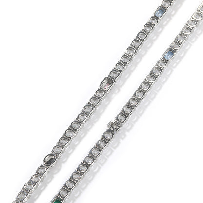 Unisex Iced Out Cubic Zirconia Tennis Chain Necklace Pendant in Gold or Silver Tone