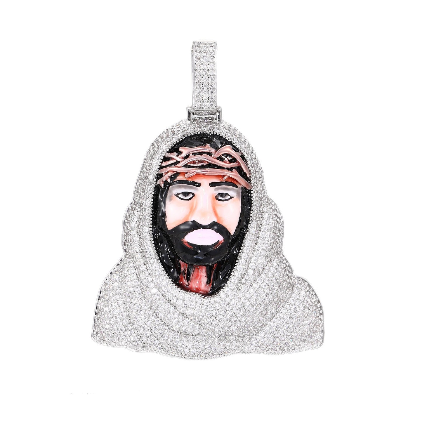Iced Out Hip Hop Portrait Pendant Necklace in Copper with Moissanite and Zircon Accents product image