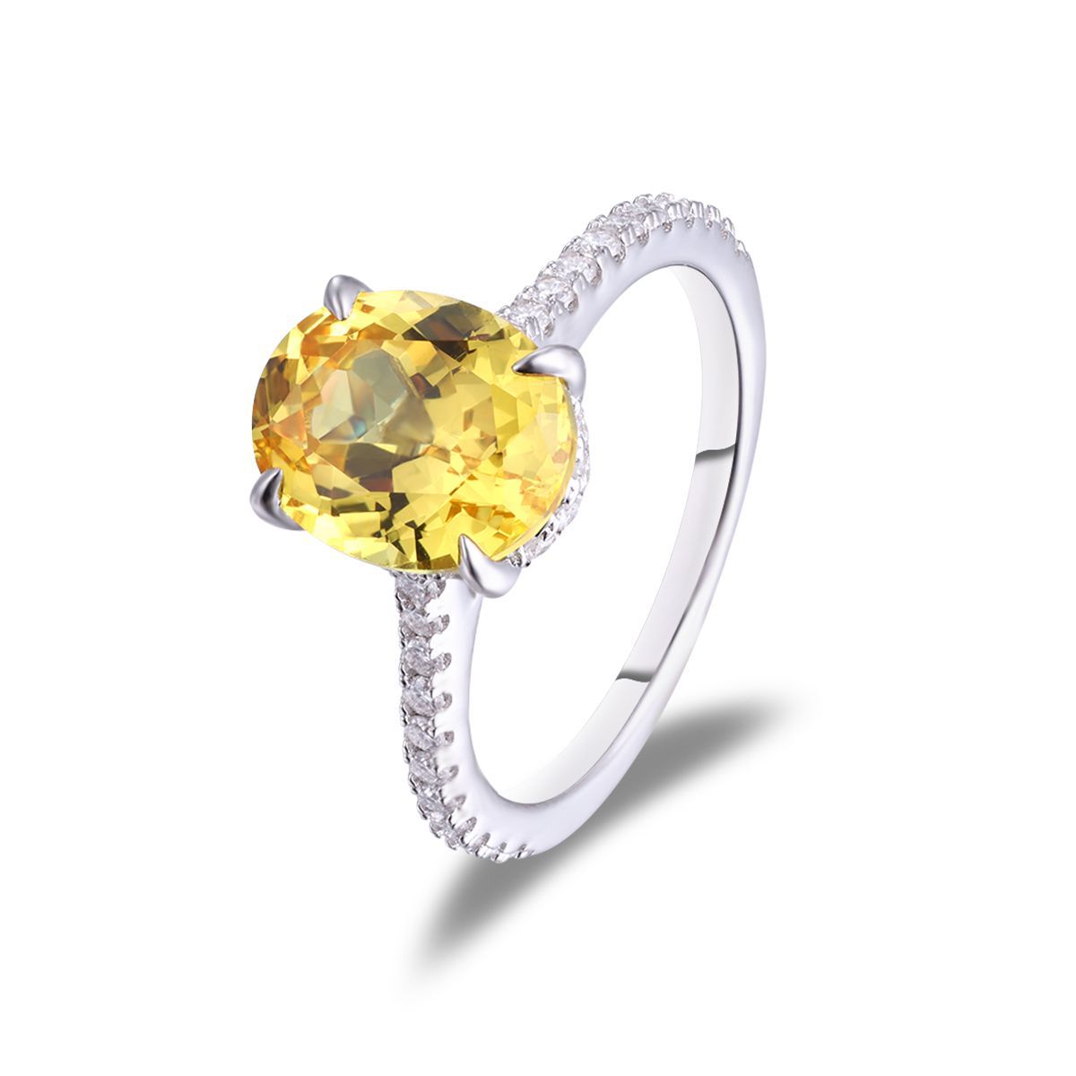 Oval Yellow Gemstone Ring for Women, S925 Silver 18K Gold Plated product image