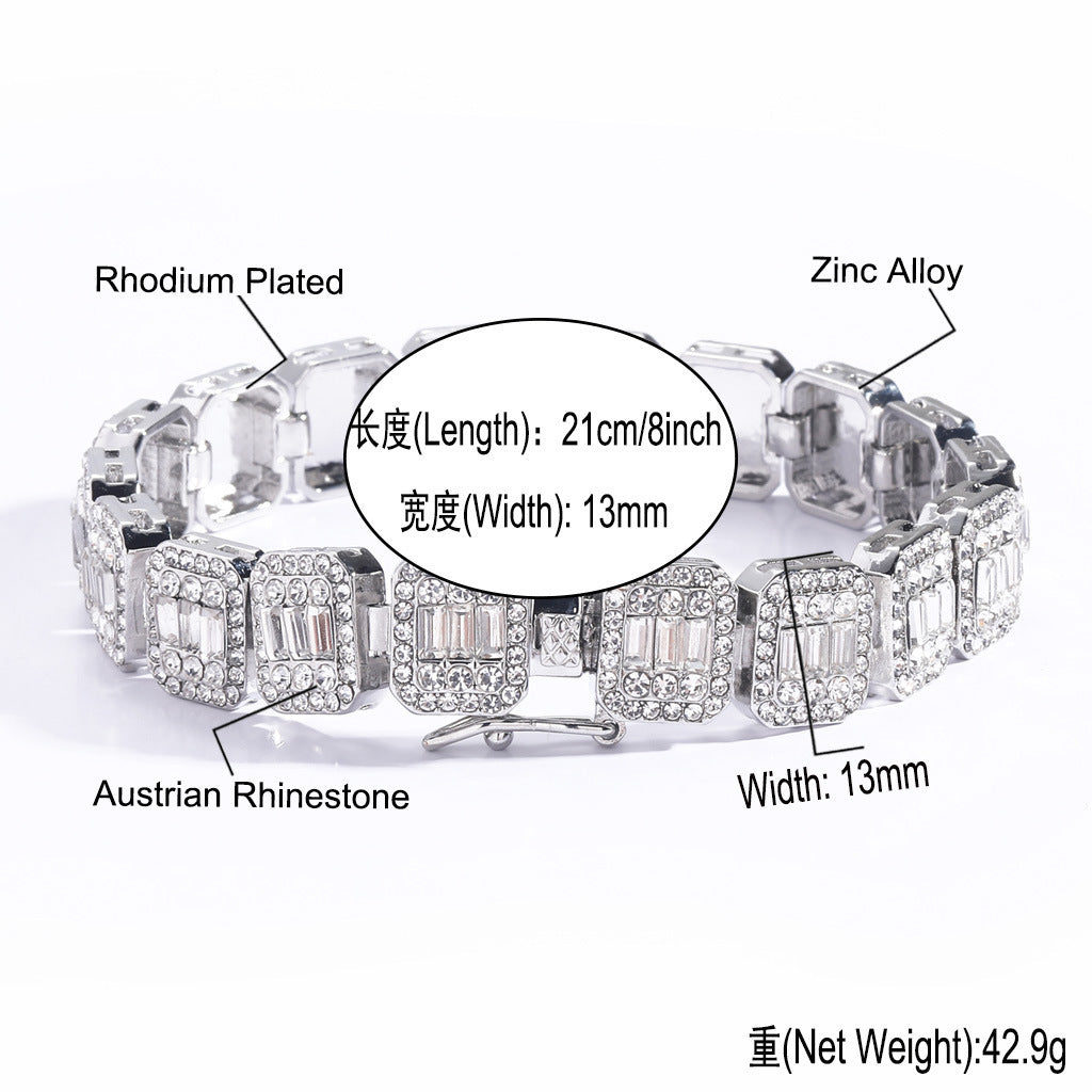 Hip Hop Light Luxury Iced Link Alloy Bracelet for Men