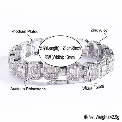 Hip Hop Light Luxury Iced Link Alloy Bracelet for Men