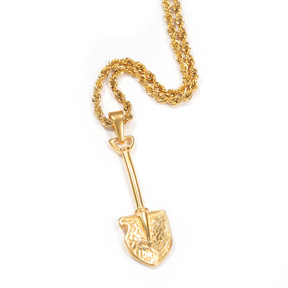 Men’s Gold Plated Stainless Steel Tool Pendant Necklace with 24 Inch Chain – Hip Hop Statement Charm Necklace