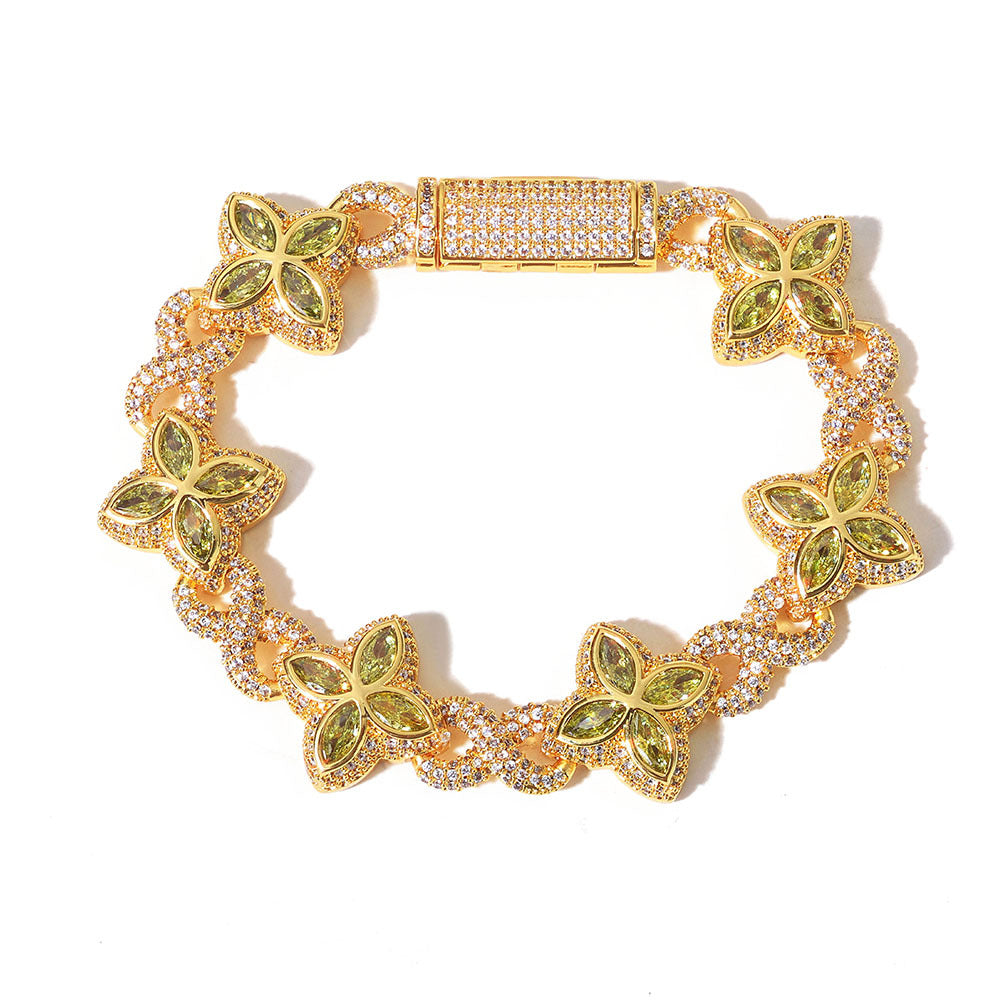 Clover CZ Figure-Eight Link Hip Hop Bracelet with Copper Base - CHA295 product image