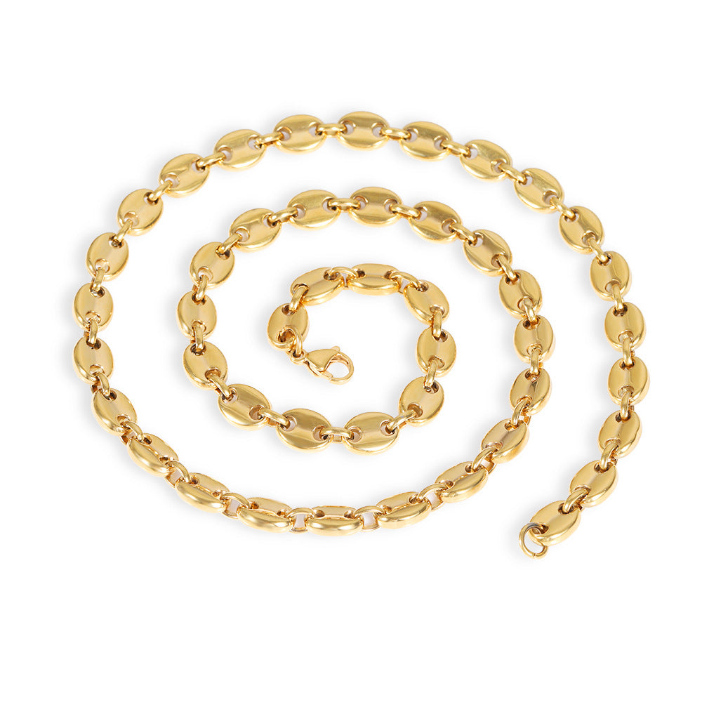 5-11 mm Polished Mariner Link Hip Hop Necklace with Stainless steel Base - CHA028 product image
