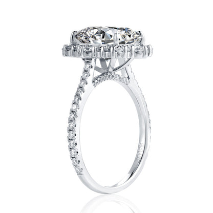 Radiant Cut Moissanite Halo Ring, 8x10 925 Sterling Silver Engagement Ring