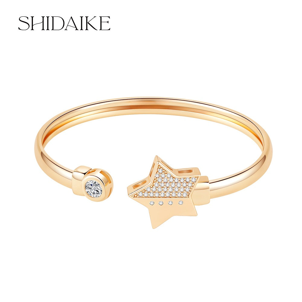 Elegant Rose Motif Cuff Bracelet for Women, Dainty Statement Jewelry