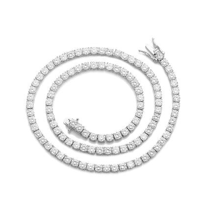 Moissanite Tennis Chain Bracelet & Necklace, Unisex Round Cut Sparkle Jewelry