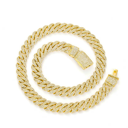 12mm Iced Out Cuban Link Chain Bracelet, Miami Cuban Link Hip Hop Jewelry for Men and Women