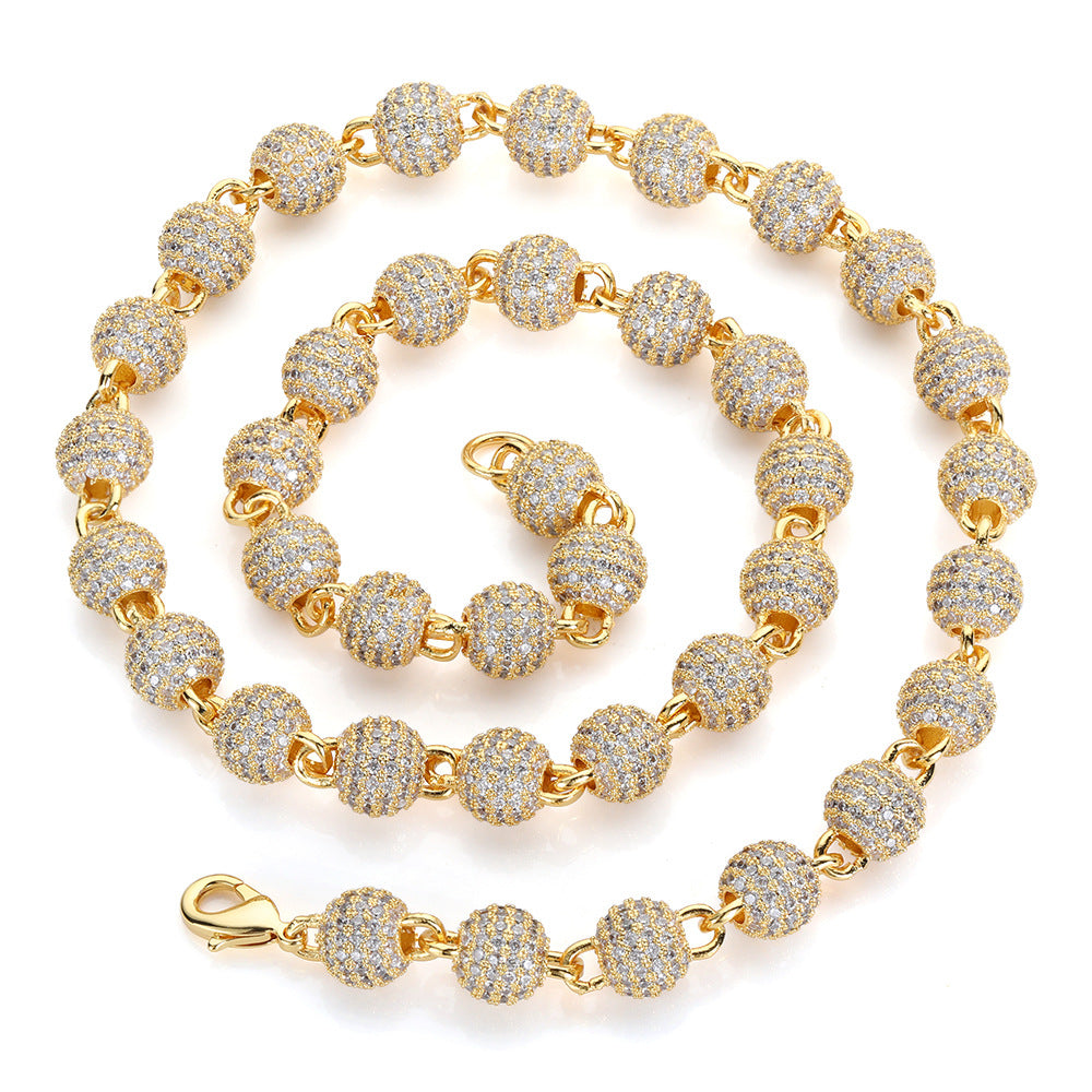 8 mm Pave CZ Bead Link Copper Necklace or Bracelet - CHA099 product image