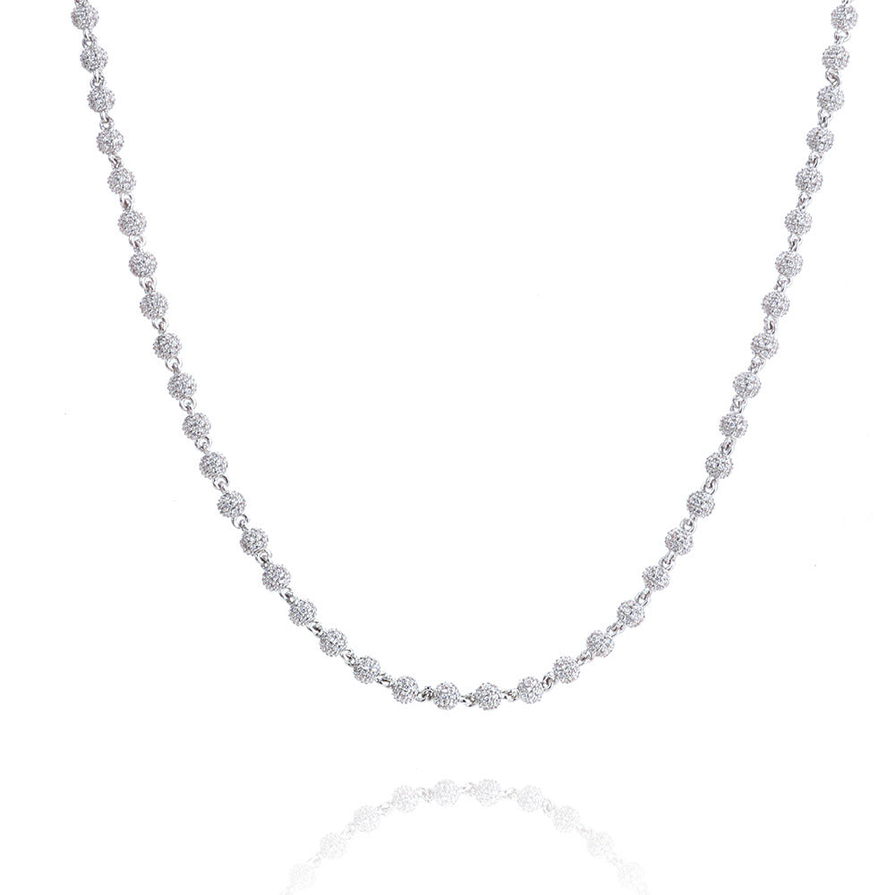4 mm Round Cluster CZ Bead Link Hip Hop Necklace with Copper Base - CHA385 product image